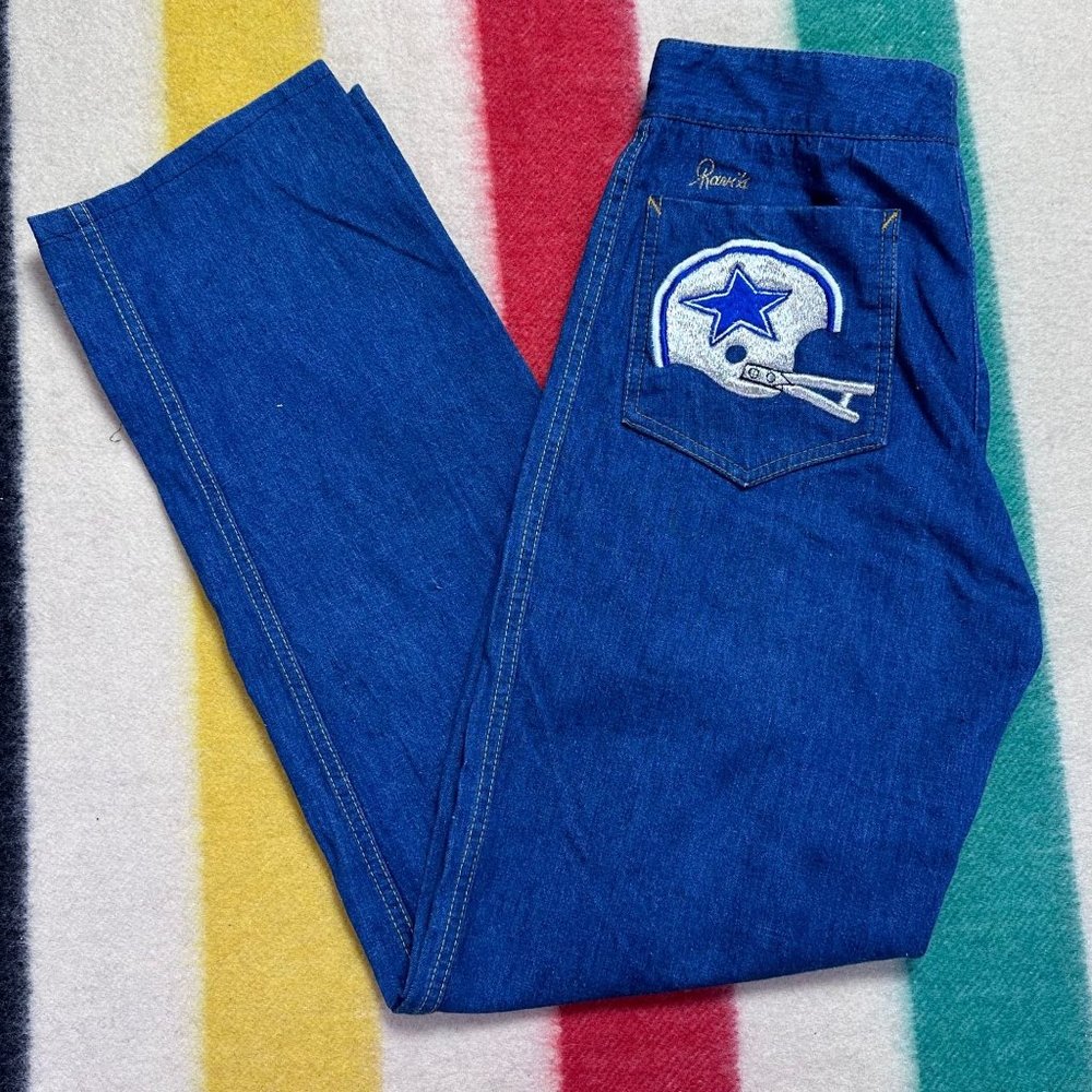 Vintage 1970s/1980s Dallas Cowboys Blue Jeans, Size 6, 28"x31.5" Ravi’s, Footbal